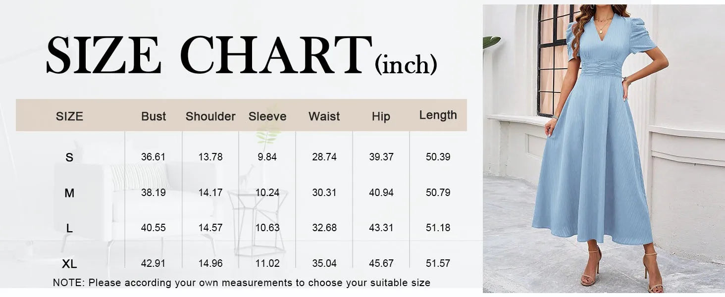 Junior Y2K Midi Dress – Puff Sleeves & Slim A-Line Silhouette - Samanta Factory