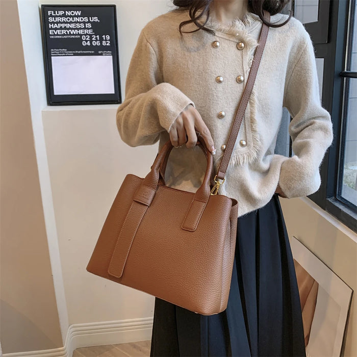 Women’s PU Leather Business Handbag – Saffiano Tote with Adjustable Shoulder Strap - Samanta Factory