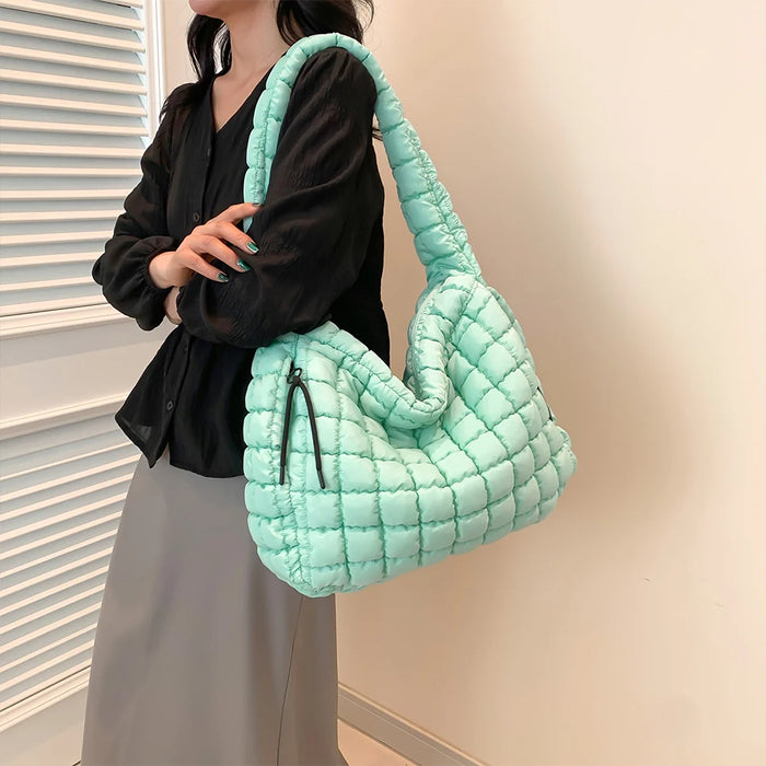 Women’s Puffer Shoulder Bag – Fashion Bubble Tote with Large Capacity - Samanta Factory
