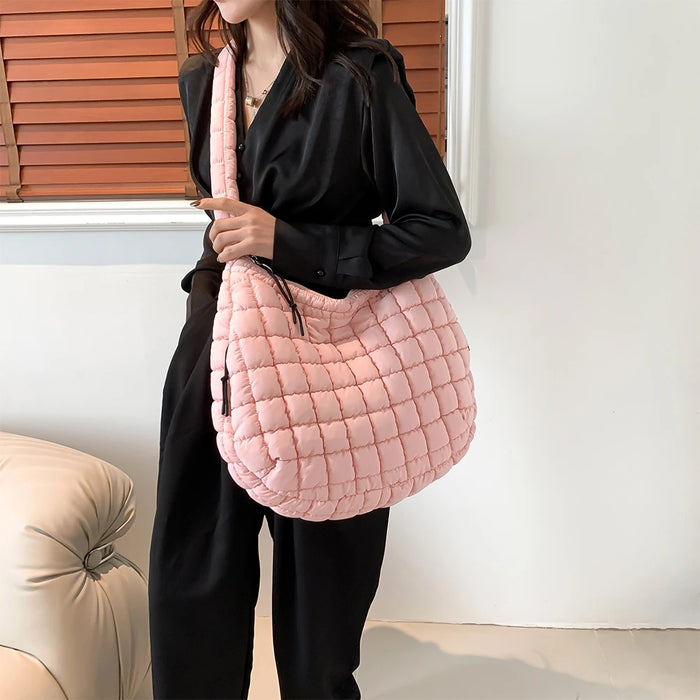 Women’s Puffer Shoulder Bag – Fashion Bubble Tote with Large Capacity - Samanta Factory