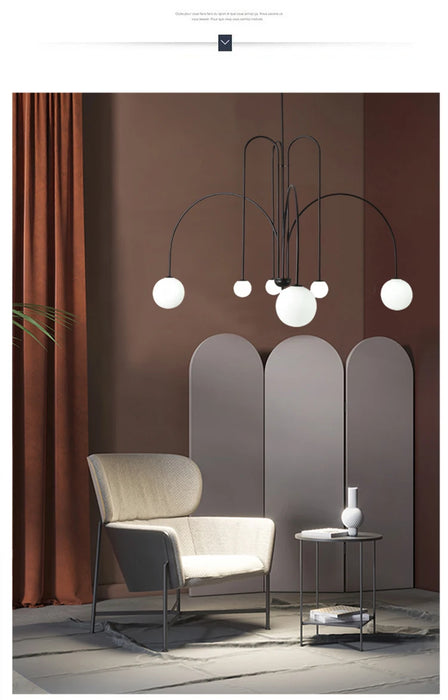 Modern LED Chandelier – Frosted Glass Pendant Light for Elegant Interiors