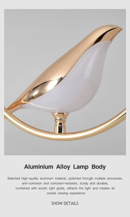 Bird Pendant Light – Modern Gold & Silver Hanging Lamp with Rotatable Magpie Design - Samanta Factory