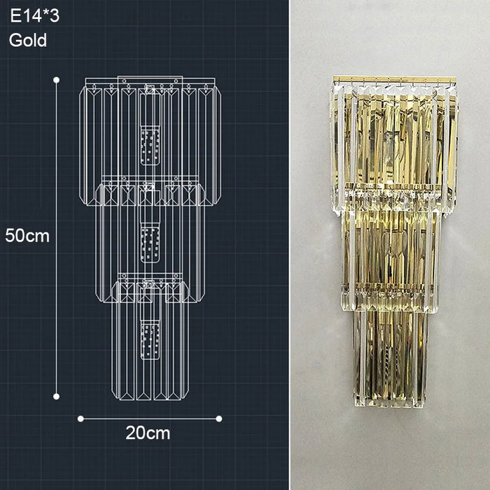 Crystal Wall Lamp – Modern Gold LED Lighting for Dining & Bedroom