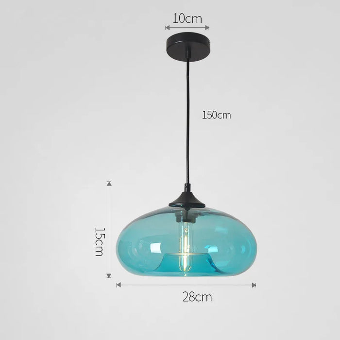 Modern Glass Pendant Light – Elegant LED Ceiling Fixture with Iron Finish - Samanta Factory