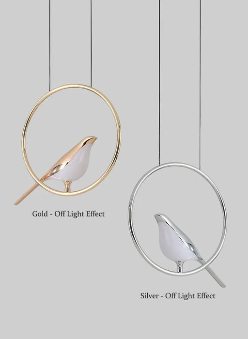 Bird Pendant Light – Modern Gold & Silver Hanging Lamp with Rotatable Magpie Design - Samanta Factory