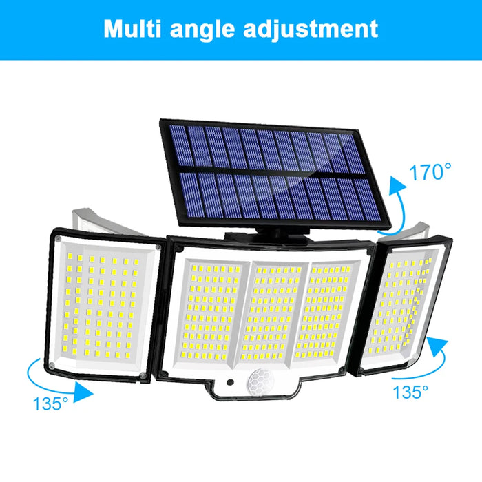 Solar Security Light – 3-Head Motion Sensor with Super Bright 348 LEDs