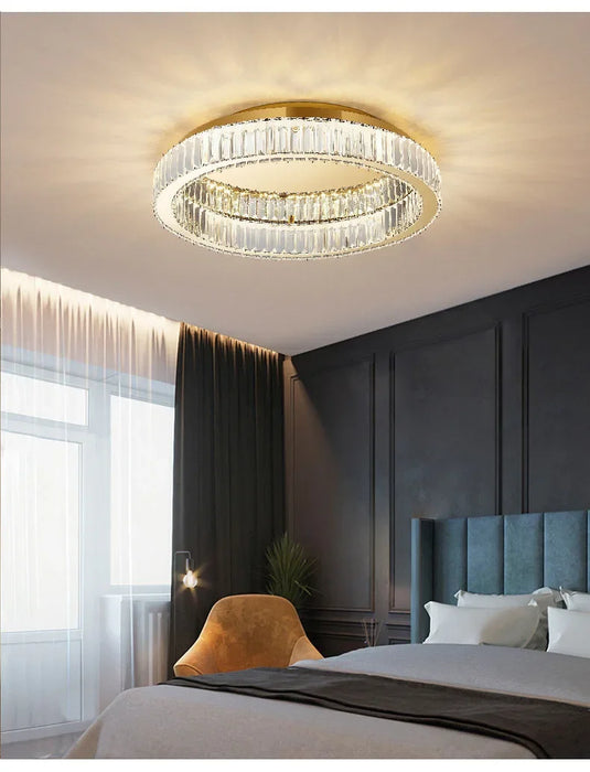 Modern Crystal Chandelier – Remote-Controlled LED Pendant Light for Living & Dining Rooms