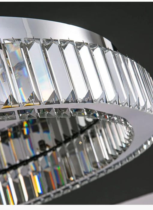 Modern Crystal Chandelier – Remote-Controlled LED Pendant Light for Living & Dining Rooms