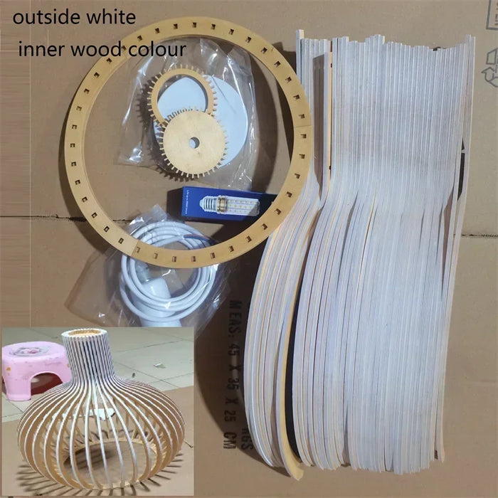 Modern Wooden Pendant Light – LED Cord Hanging Lamp with Polished Chrome Finish
