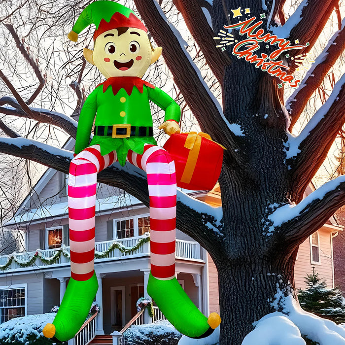 Christmas Inflatable Elf – 8FT Outdoor Yard Decoration with LED Lights