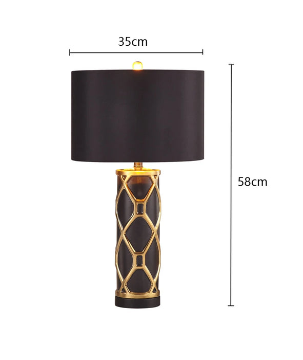 Nordic Ceramic Table Lamp – Elegant Fabric Shade Light for Bedroom & Living Room