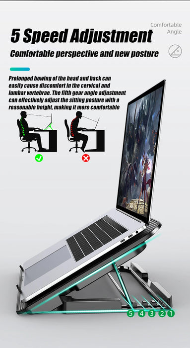 Laptop Cooling Pad – 6-Fan Ultra-Quiet Airflow for 13–18" Notebook - Samanta Factory