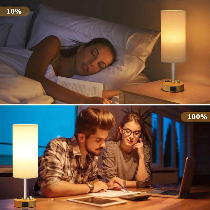 Bedside Table Lamp – Dimmable Lighting with USB-A & USB-C Charging Ports - Samanta Factory