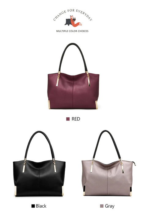 Leather Tote Bag – Soft Casual Shoulder Handbag for Women - Samanta Factory