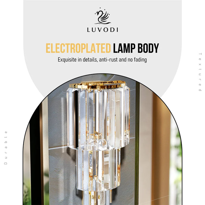 Crystal Wall Sconce – Luxurious 3- or 5-Tier LED Lighting with Gold Finish