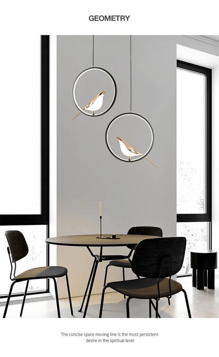 Bird Pendant Light – Modern Gold & Silver Hanging Lamp with Rotatable Magpie Design - Samanta Factory