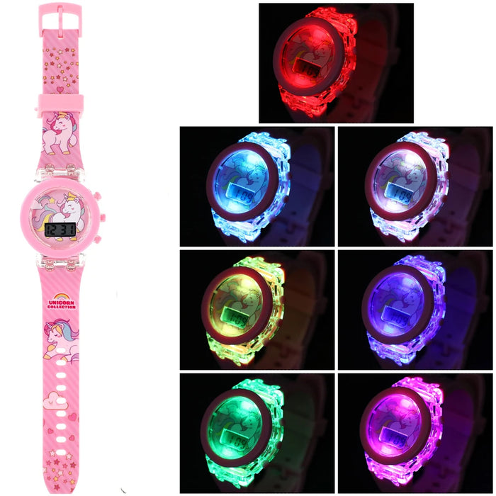 Cartoon Digital Kids Watch – Waterproof Flashing LED Light Watch for Girls & Boys - Samanta Factory