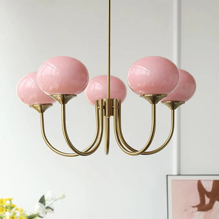 Nordic Pink Bedroom Lamp – Warm Romantic Bauhaus Chandelier