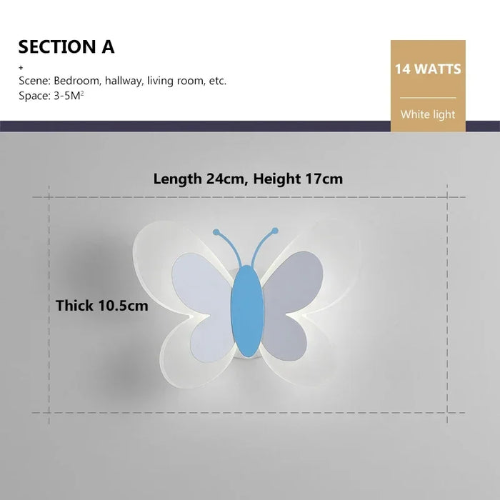 Butterfly Wall Lamp – Colorful LED Acrylic Light for Kids’ Room & Nursery - Samanta Factory