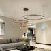 Modern LED Pendant Light – Gold Aluminum Chandelier with Remote Control - Samanta Factory