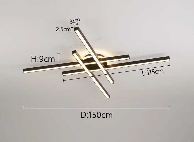 LED Ceiling Light – Modern 4-Bulb Aluminum Fixture for Living Spaces
