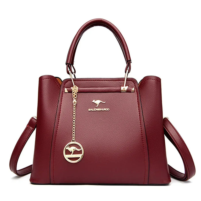 Women’s Soft PU Leather Handbag – Fashionable Casual Tote with Sequined Detail - Samanta Factory