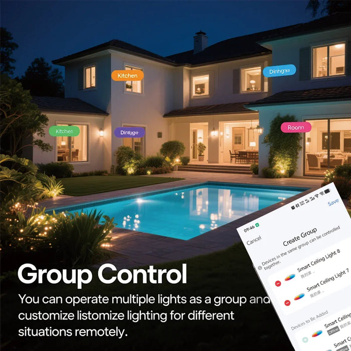 Smart RGB Ceiling Light – WiFi APP Control with Dimmable LED