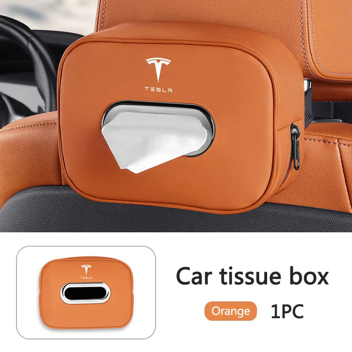 PU Leather Car Tissue Holder – Seat Back & Door Storage - Samanta Factory
