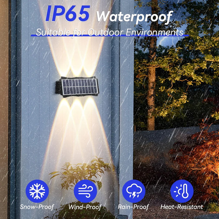 Solar Wall Light – IP65 Waterproof Warm LED for Outdoor Facades
