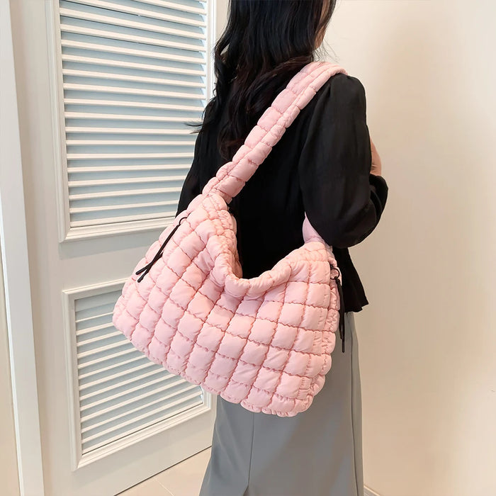 Women’s Puffer Shoulder Bag – Fashion Bubble Tote with Large Capacity - Samanta Factory