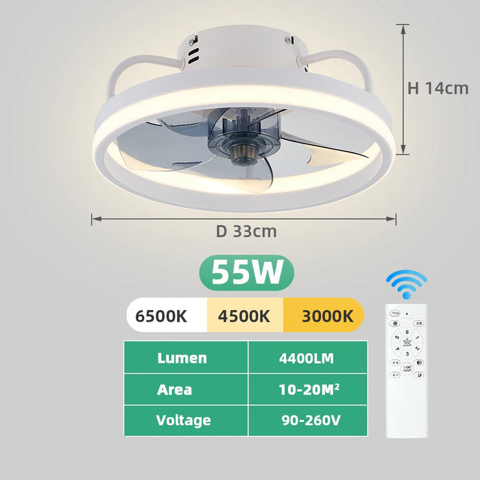 Smart Ceiling Fan with Light – Remote Controlled Modern LED Ceiling Fixture - Samanta Factory