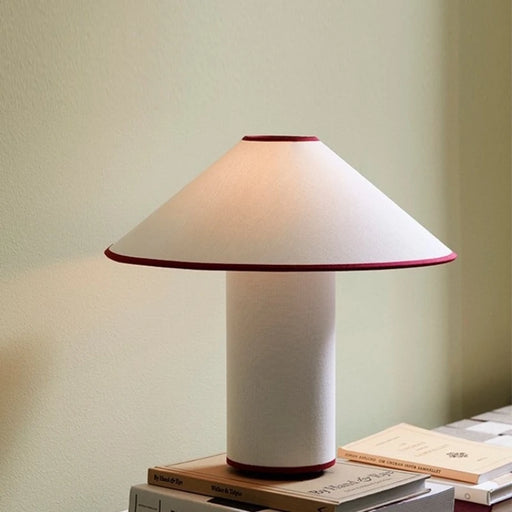 Japanese Wabi-Sabi White Mushroom Table Lamp with Fabric Shade