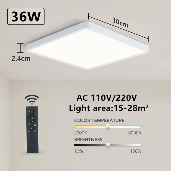 Smart LED Ceiling Light – Wood Grain Design with App & Remote Control