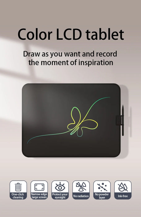 LCD Writing Tablet – Colorful Screen with One-Tap Erase & Pressure-Sensitive Drawing - Samanta Factory