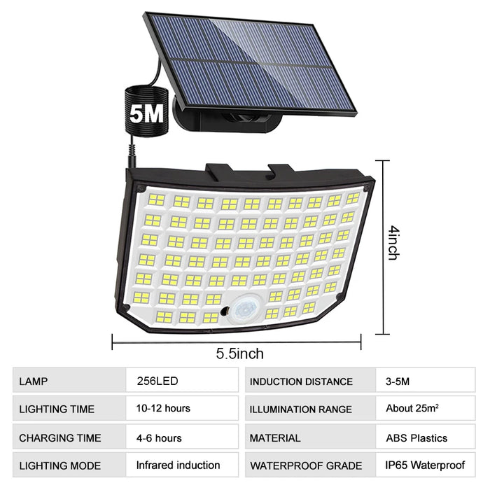Solar Security Light – 3-Head Motion Sensor with Super Bright 348 LEDs