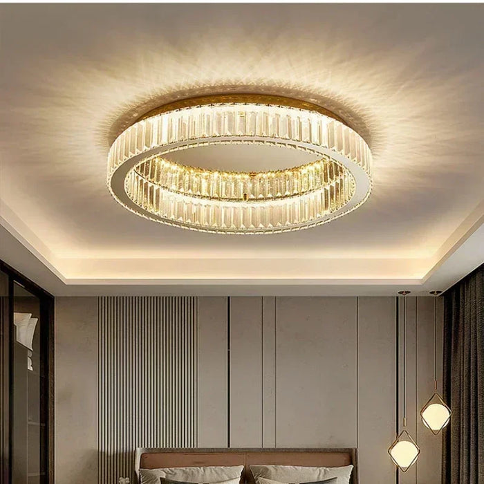 Modern Crystal Chandelier – Remote-Controlled LED Pendant Light for Living & Dining Rooms