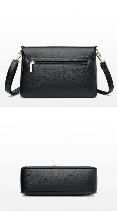 Women’s Genuine Leather Shoulder Bag – Square Ruched Handbag with Hasp Closure - Samanta Factory