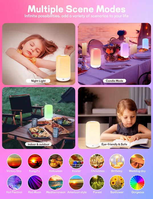 Smart RGB Night Light Lamp – Touch Control with App - Samanta Factory