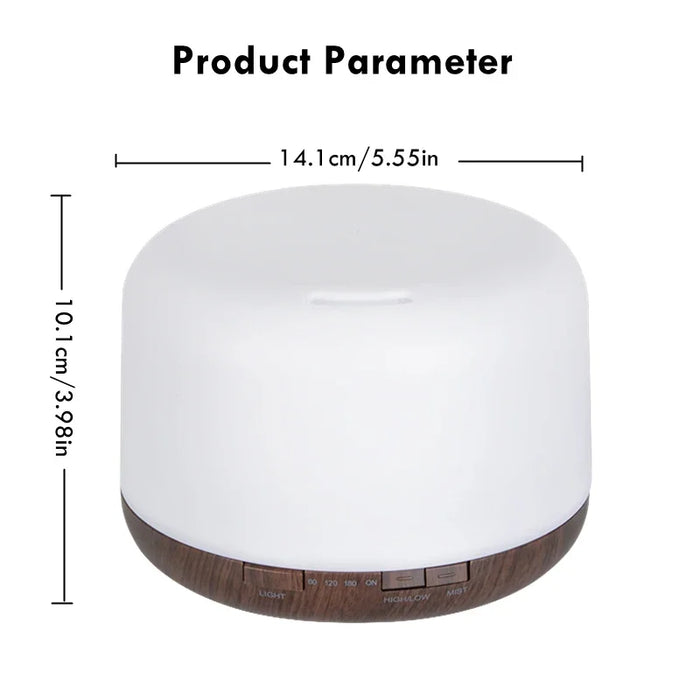 Aroma Diffuser – Compact Wood Grain Design with 7-Color Night Light - Samanta Factory