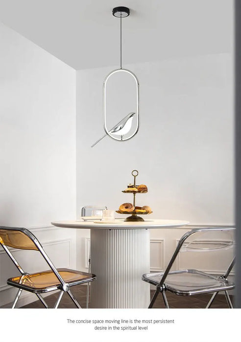 Bird Pendant Light – Modern Gold & Silver Hanging Lamp with Rotatable Magpie Design - Samanta Factory