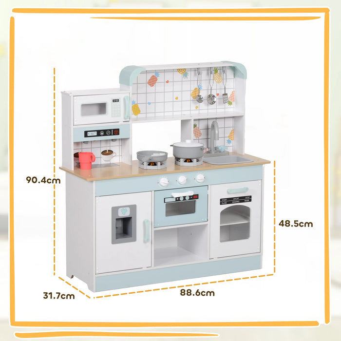 Kids Wooden Play Kitchen Set – Realistic Toddler Kitchen with Lights, Sounds & Accessorie - Samanta Factory