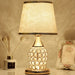European crystal table lamp with fabric shade and polished chrome finish for bedroom decor
