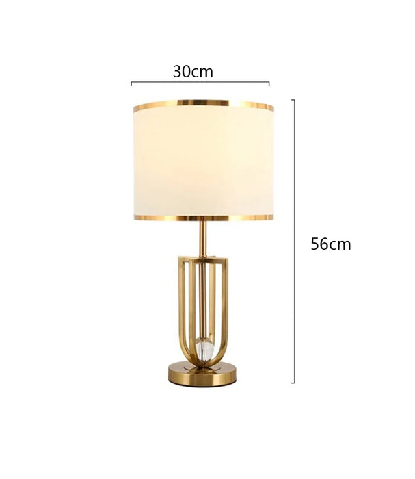 European-Style Bedside Table Lamp – Fabric Shade with Crystal Accent