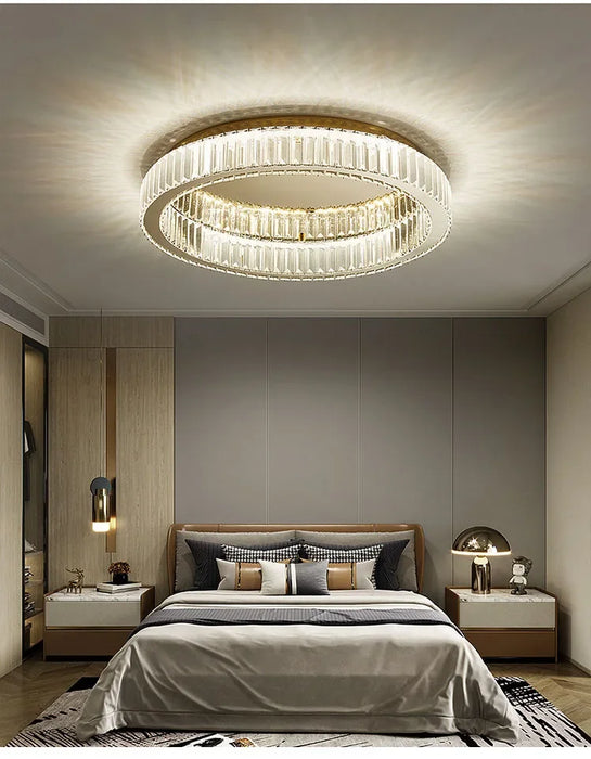Modern Crystal Chandelier – Remote-Controlled LED Pendant Light for Living & Dining Rooms