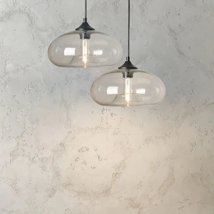 Modern Glass Pendant Light – Elegant LED Ceiling Fixture with Iron Finish - Samanta Factory