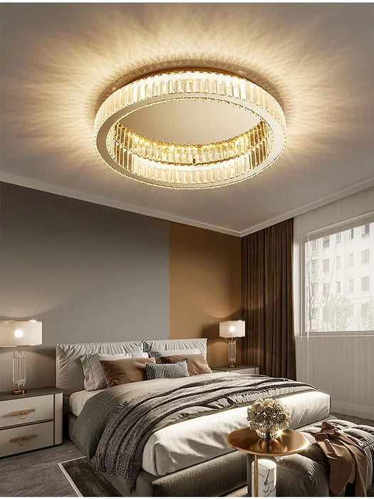 Modern Crystal Chandelier – Remote-Controlled LED Pendant Light for Living & Dining Rooms