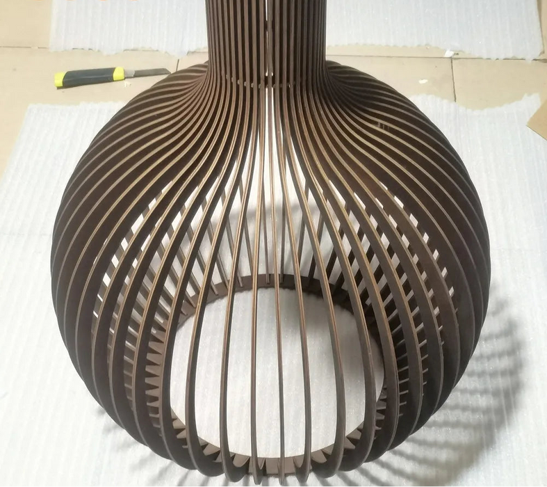  Wooden Pendant Light with Bamboo Shade and Dimmable LED