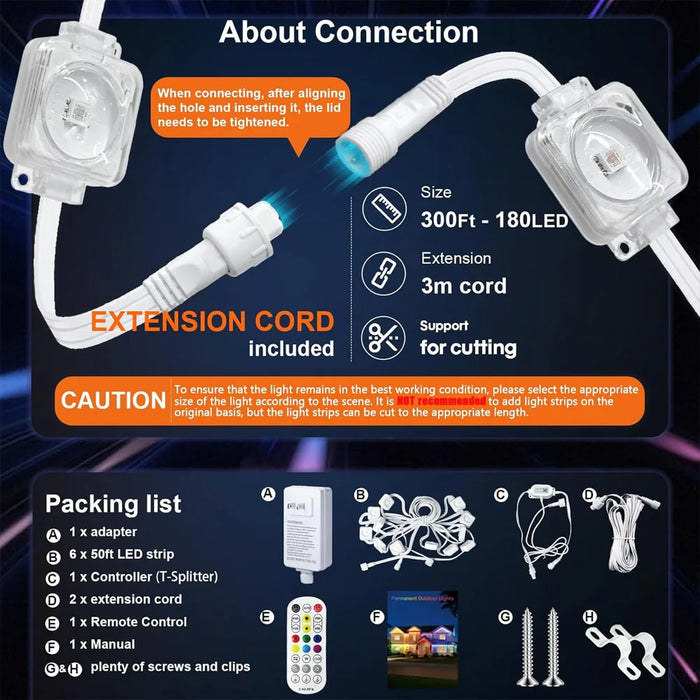 Outdoor LED String Lights – Multi-Color App & Remote Control