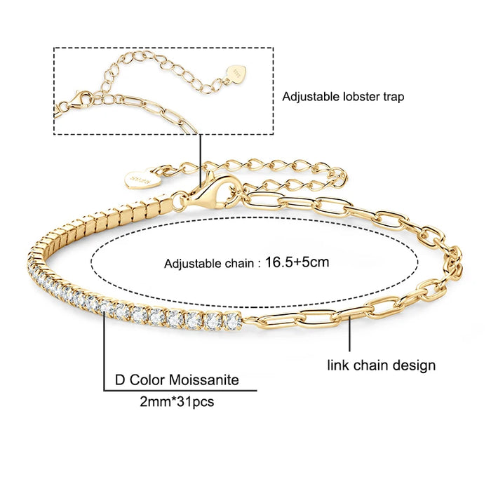 Moissanite Tennis Bracelet – 925 Sterling Silver with Certificate - Samanta Factory