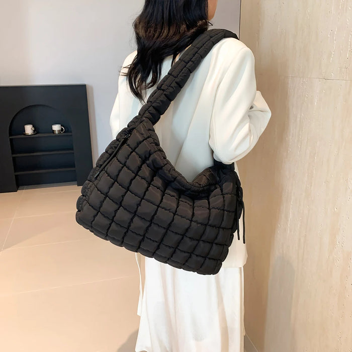 Women’s Puffer Shoulder Bag – Fashion Bubble Tote with Large Capacity - Samanta Factory